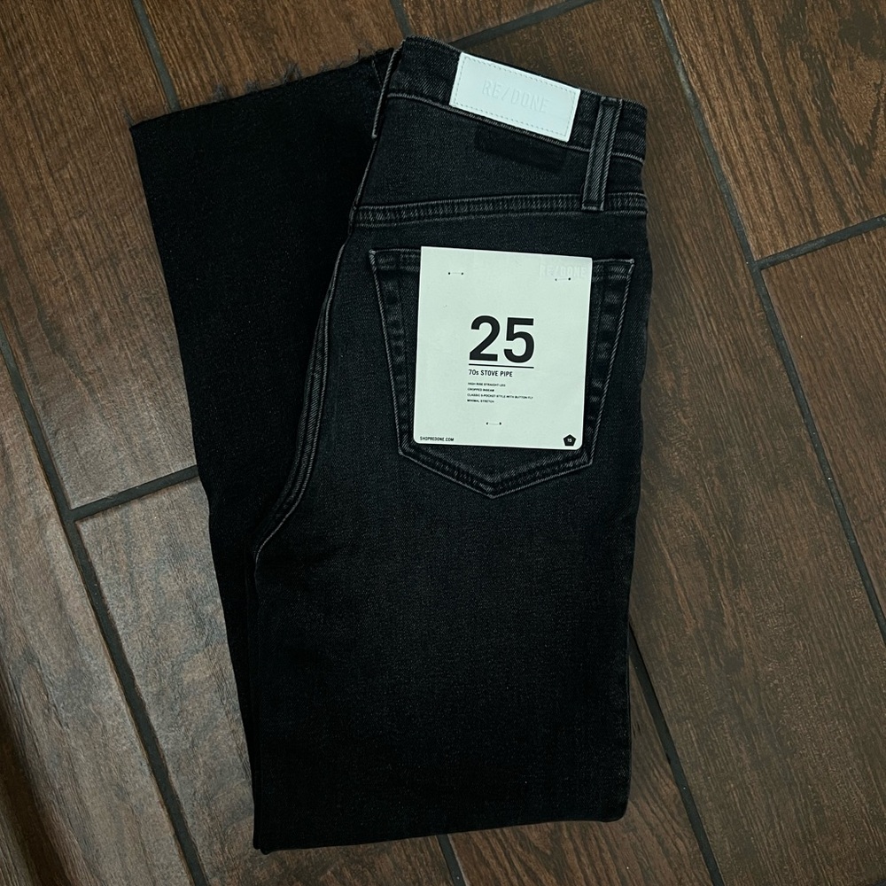 NWT RE/DONE 70s Stove Pipe Jeans in Washed Noir
